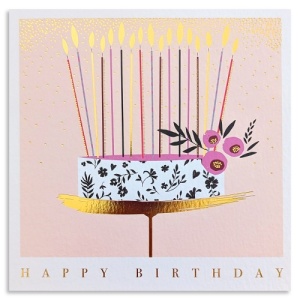 Lavish Cake With Tall Candles Birthday Card